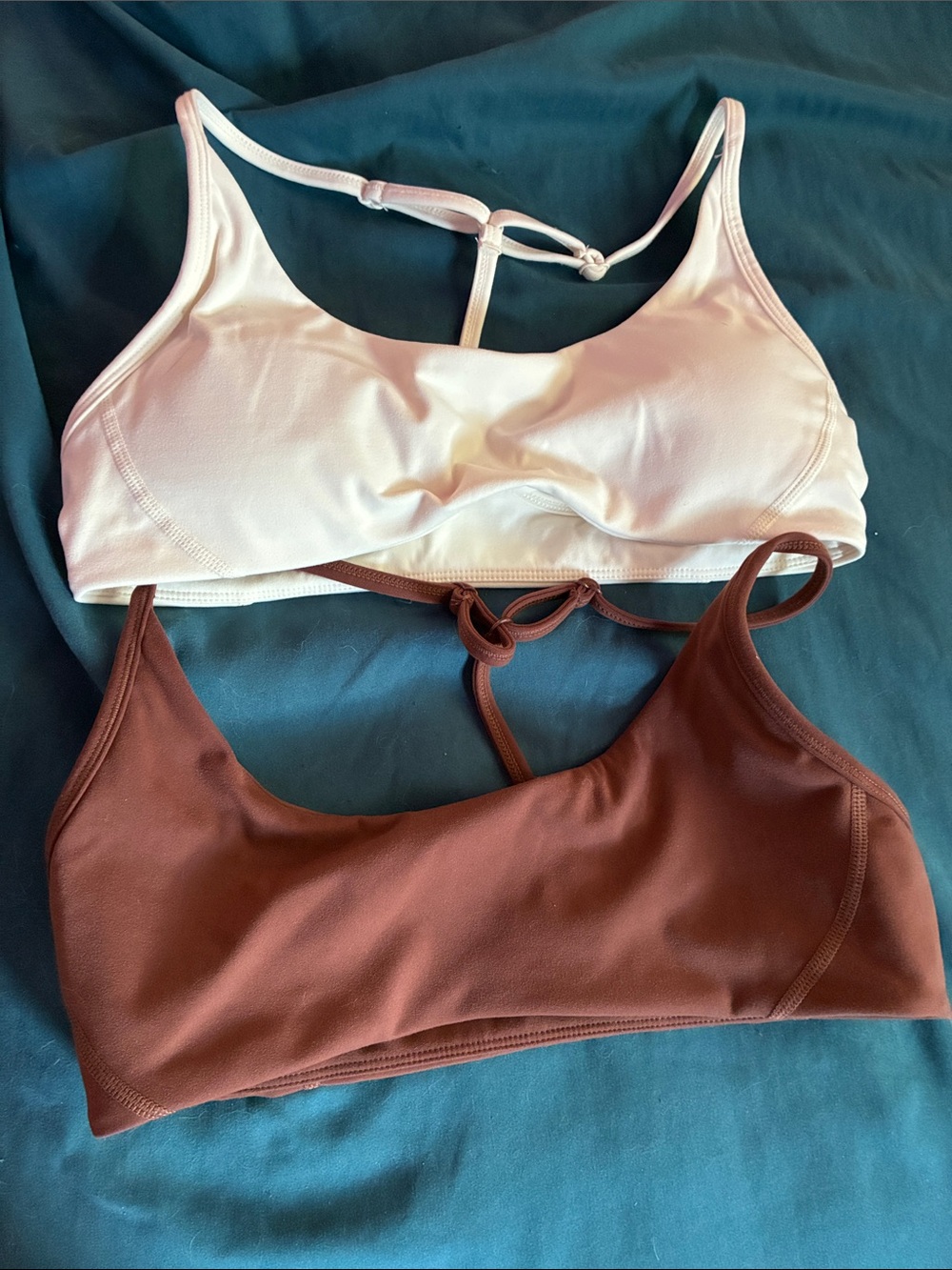 YoungLA Scoop Bralette Set in White and Brown